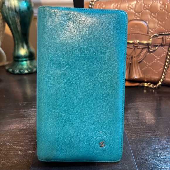 Chanel Turquoise Leather Wallet - Picture 1 of 9
